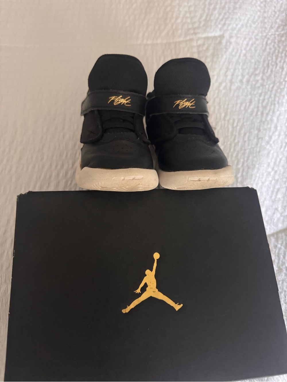 Jordan Kids Black and Gold Velcro Sneakers - Picture 2 of 5